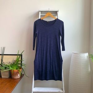 Comfy Blue 3/4 Sleeve Dress with Pockets - XS